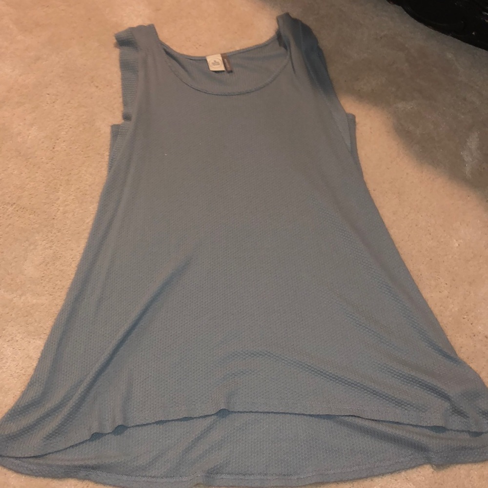 Blue Tank w sleeve detail
